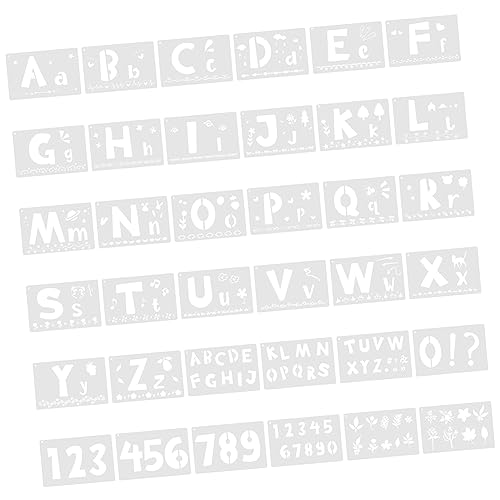 STOBOK 36st Malvorlage Aus Kunststoff Malschablonen Schablonen Für Briefvorlagen Kalligrafie-schablonenbuchstaben Tafelschablonen Schablonen Buchstaben Zahlenform Plastik Weiß von STOBOK