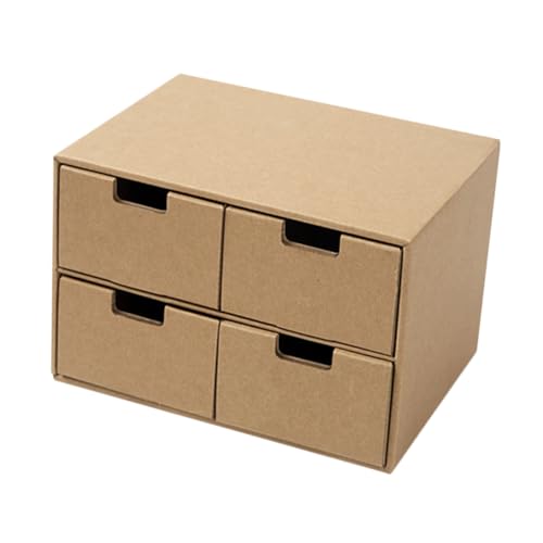 STOBOK 3Er-Box Schreibtisch ordner aufbewahrung faltbare Dokumentenbox Papier-Organizer-Schubladen Aktenschrank-Schubladen-Organizer Kraftpapier Brown von STOBOK