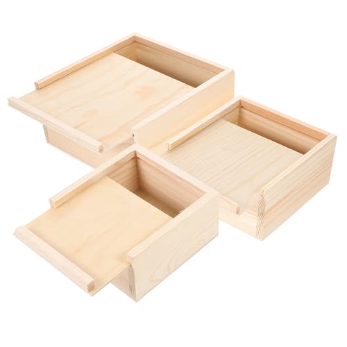 STOBOK 3Er-Box Schublade aus Holz mit Deckel Schmuck-Geschenkboxen Tischdekoration schmuckkästchen storage boxes schmuckbox Zigarrenkisten leer aus Holz Holzkisten von STOBOK