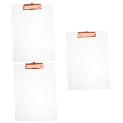 STOBOK 3Pcs transparenter Ordner roségoldenes Klemmbrett Planke Süßes Klemmbrett mit Stauraum schreibtafel buchstabentafel übersichtliche Zwischenablage Büro-Klemmbrett Acryl Rose Gold von STOBOK