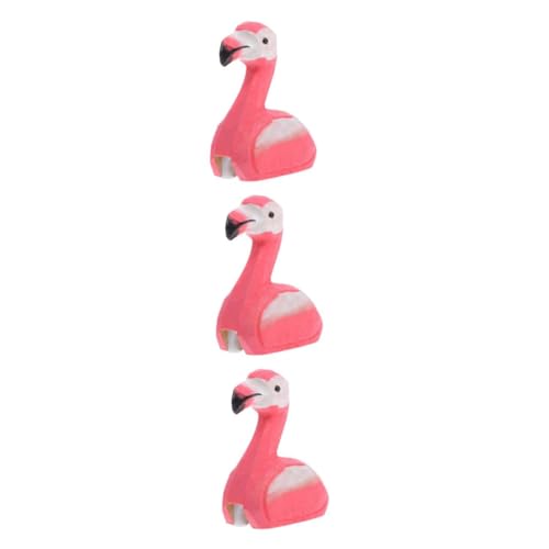 STOBOK 3St Flamingo-Bleistiftspitzer Flamingospitzer Kinderspitzer Anspitzer mit Flamingo Holz Anspitzer Handspitzer für Bleistifte Bleistiftspitzer mit Tiermotiv Schulbedarf hölzern Rosy von STOBOK