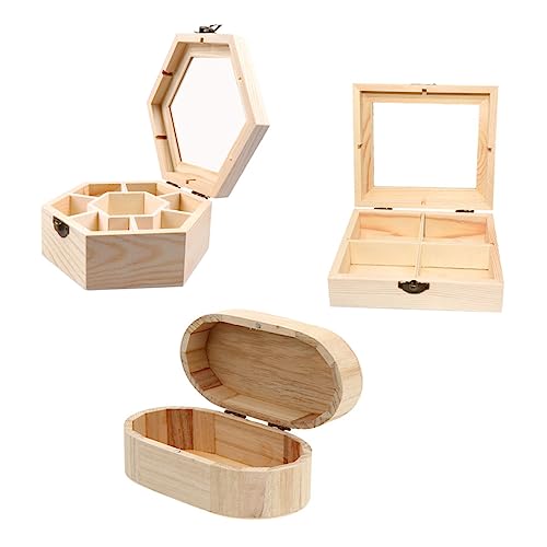 STOBOK 3St Holzkasten storage boxes aufbwahrungs-box bastel box ablagekasten süsüigkeiten box Süßigkeiten selber machen Heimdekoration handgefertigte Bonbonschachteln aus Holz DIY-Boxen von STOBOK