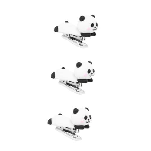 STOBOK 3St Panda-Hefter Cartoon-Hefter kleiner Hefter Mini Schreibtischzubehör für Mini-Tischhefter Mini-Schulbedarf Mini-süßer Hefter Desktop-Hefter lustiger Hefter weiches Gummi von STOBOK