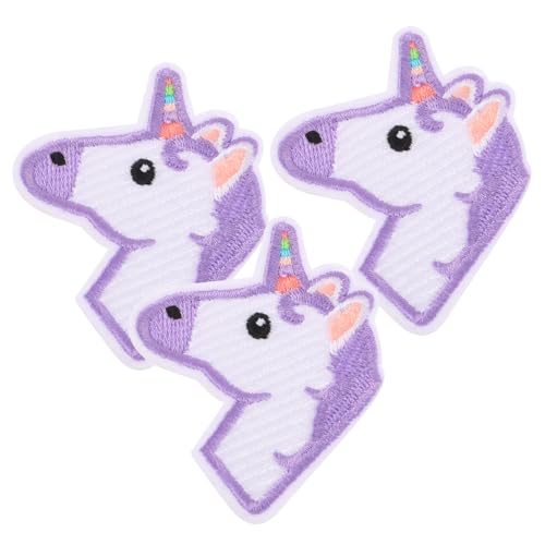 STOBOK 3St Patch-Einhorn kinder bastelset basteln für kinder liebevolle stickereien zum basteln kinder unicorn stickers Kleiderflicken Stickaufkleber Stoff-Einhorn-Patch Taschen-Patch von STOBOK