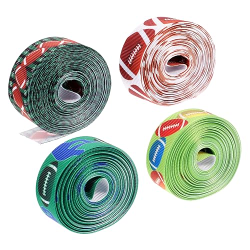 STOBOK 4 Rollen Fußball-Linienbänder mit Quasten Sackleinen Bänder zum Basteln Transparentes Faltenband Bulk-Band seidenband ribbon Festival-Geschenkband DIY liefert Stoff Colorful von STOBOK