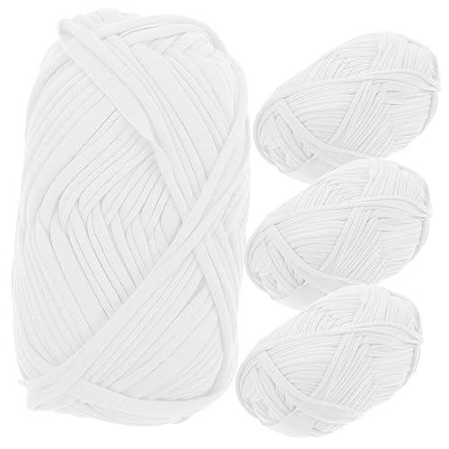 STOBOK 4 Rollen Wollknäuel knitting wool Bausätze Plüschgarn Zöpfe Stickfaden häkeln dickes Garn handwerkliches Häkelgarn strickschnur selber machen dekoratives Häkelgarn Polyester Weiß von STOBOK