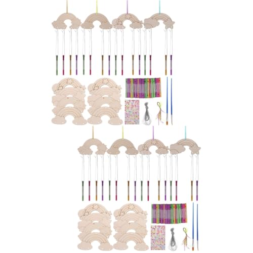 STOBOK 4 Sätze Handgefertigte Windspiele Für Kinder Kritzeln Windglocke Hängender Diy Windglockenanhänger Heimdekoration Handgefertigtes Windspiel Hölzerne Windglocke Windspiel-sets Holz von STOBOK