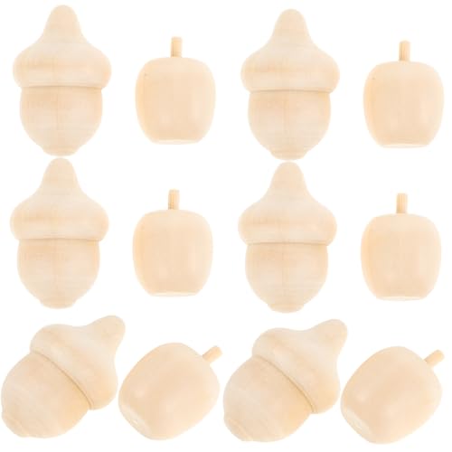 STOBOK 4 Sätze Holz Apfel Ornament Unvollendete Holzfigur Holzornament Bündel Unvollendetes Holz Zubehör Festival Dekoration DIY Holz Eichel Leere Holzfigur 20 Stück * 4 von STOBOK