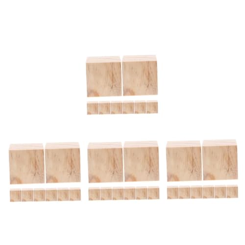 STOBOK 4 Sätze Holzwürfel Vogelspielzeug Für Papageien Holzblöcke Quadratischer Holzsockel Holzklötze Für Die Babyparty Leerer Holzblock Holzquadrate Beige Kiefernholz 8 Stück * 4 von STOBOK