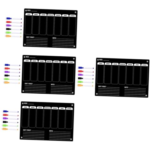 STOBOK 4 Sätze Magnetische Plantafel Planke Zeitplan Magnetisches Zeichenbrett Kühlschrank-notiztafel Etiketten Magnettafel Magnetisches Whiteboard Für Den Kühlschrank Bretter Black Acryl von STOBOK