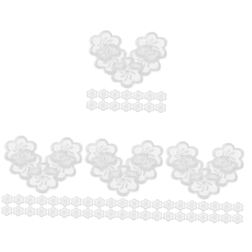 STOBOK 4 Sätze Organza-mullpflaster Steppdecken Kleidungsflicken Gestickte Aufnäher Applikationen Für Kleidung Aufnäher Mit Rosenstickerei Stoffflecken Weiß Polyesterfaden 20 Stück * 4 von STOBOK