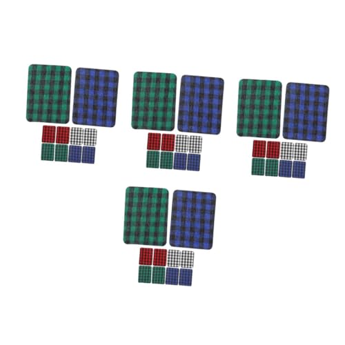 STOBOK 4 Sätze Plaid Patch Karierte Kaffeematte Bauernhof Plaid Tischset Dicke Küchentücher Kinderzimmerdecken Seidenpapier Schwarz Weiß Geschirrlappen Stoff Patch 12 Stück * 4 von STOBOK