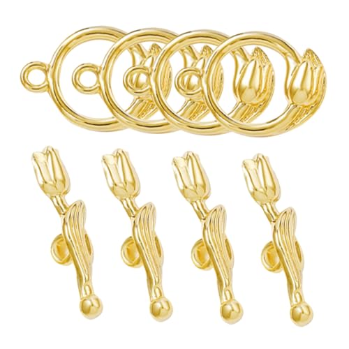 STOBOK 4 Sätze Rosenknopf Ring Kette Stifte Haken Bausatz schmuckherstellung schmuck machen DIY Schmuck Zubehör Knebelverschluss für Armband Knebelverschluss aus Metall Kupfer Golden von STOBOK