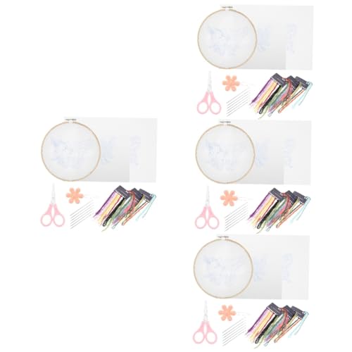 STOBOK 4 Sätze Schmetterling Kreuzstich Bausätze Punch-Needle-Teppich-Kit Stickkunst Nähset embroidery kit stickgarn set werkzeug Stickerei-Starter-Kit Stickset für Anfänger Polyester von STOBOK