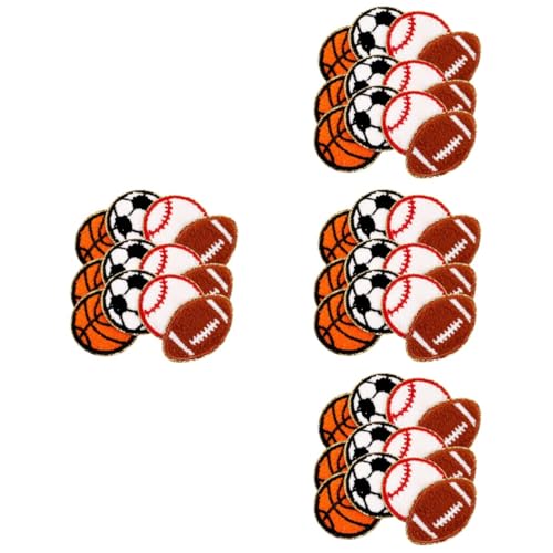 STOBOK 4 Sätze Sport-patches Gestickte Aufnäher Flicken Aufnähen Kleine Sportball-aufnäher Zarte Kleiderflicken Austauschbare Sportball-patches Ball-stickerei-patches Stoff 12 Stück * 4 von STOBOK