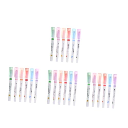 STOBOK 4 Sätze Textmarker Schulmaterial Für Kinder Schüler Markierstift Bunter Lackstift Bunte Stifte Marker Pinselspitze Stifte Für Tagebuch Hervorhebungsnotizstift Plastik 6 Stück * 4 von STOBOK