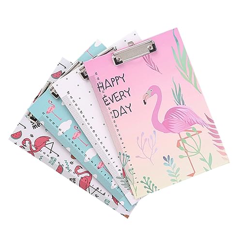 STOBOK 4 Stück A4-Klemmbrett büromaterial schulzeug Convenient clipboard Flamingo design clipboard Multifunctional document folders board Schreibtafel a4 büroklammer brett von STOBOK