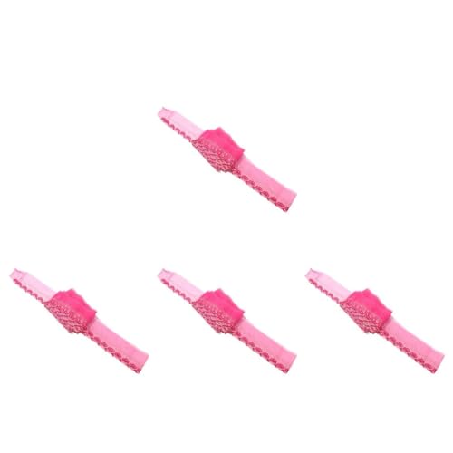 STOBOK 4 Stück Accessoires aus Mesh-Spitze dekoration Spitzenbesatz zum Nähen Patchworkband Puppenkleidband Brautbandschärpe Hochzeitsschleierbesatz gehäkeltes Spitzenband Polyester Rosy von STOBOK