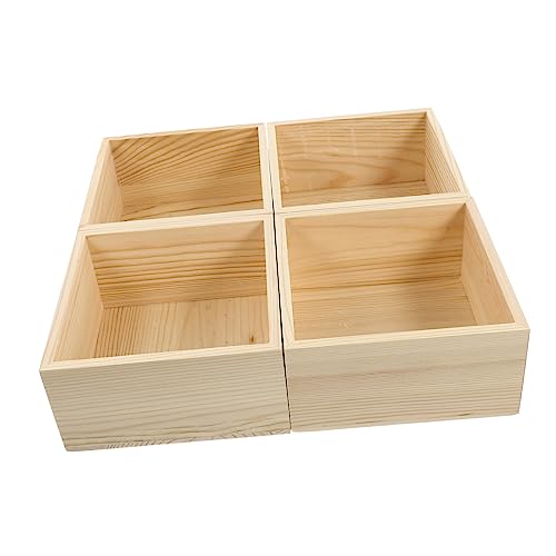 STOBOK 4 Stück Boxen Dekoration Aufbewahrungsbehälter Schreibtischdekorationen Holz Schmuck Aufbewahrungshalter Schmuck Organizer Klar von STOBOK