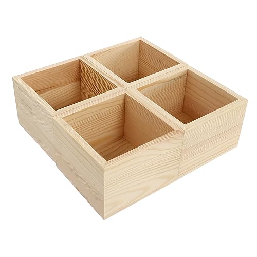 STOBOK 4 Stück Boxen Kleine Holzkiste Ohne Deckel Retro Schmuck Organizer Transparenter Schmuck Aufbewahrungs Organizer Desktop Dekor Mini Dekor Süßigkeiten von STOBOK