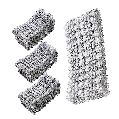 STOBOK 4 Stück Diamantreihe Für Diy-kleidung Perlenbesatz Selber Machen Strass-mesh-band Multifunktionsleiste Goldrand Braut Perlenapplikation Austauschbarer Kleiderbesatz Plastik Silver von STOBOK