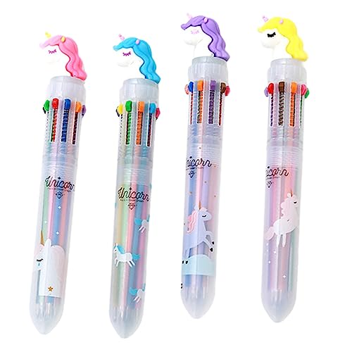 STOBOK 4 Stück Einhorn-Stift mit zehn Farben Cartoon-Zeichenstifte grüne Stifte mehrfarbiger stift multitool stift Multifarbiger Stift Scrapbooking-Stifte Tragbare Kugelschreiber Plastik von STOBOK