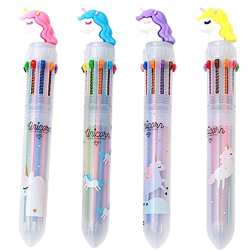 STOBOK 4 Stück Einhorn-stift Mit Zehn Farben Zeichenstifte Mehrfarbiger Kugelschreiber Farbige Stifte Grüne Stifte Mehrfarbiger Stift Desktop-schreibstift Cartoon-kugelschreiber Plastik von STOBOK