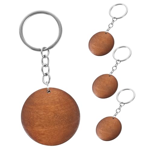 STOBOK 4 Stück Holz Schlüsselanhänger Schlüsselanhänger Schlüsselanhänger Anhänger Für Heimwerker Unfertiger Holz Schlüsselanhänger DIY Rohling Schlüsselanhänger Charms von STOBOK