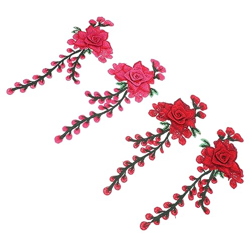 STOBOK 4 Stück Patch flicken sprüpflaster Stickereiflecken Aufkleber gestickte Applikation gestickte Blumenapplikation Blumenbeet gestickter Blumenfleck Kleideraufnäher Polyester von STOBOK