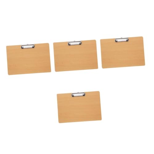 STOBOK 4 Stück Schreibblock-clip Klemmbrett Mit Metallklammern Büroklammer Malbrett Zwischenablage Öffnen Layout-zwischenablage Küchenklemmbrett Mini-klemmbretter Bürobedarf Mdf Khaki von STOBOK