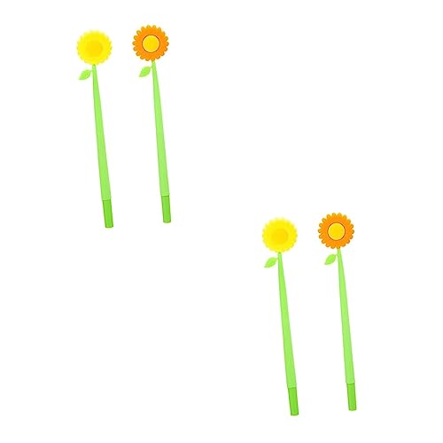 STOBOK 4 Stück Sonnenblumen Stift Kugelschreiber Für Mädchen Stifte Für Mädchen Arbeitsstifte Wackelstift Gänseblümchenstift Sonnenblumen-perlenstifte Silikon Kind Bürobedarf Tragbar von STOBOK