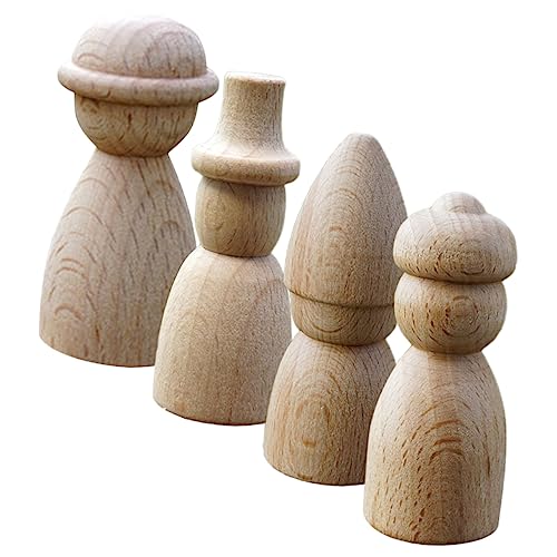 STOBOK 4 Stück Spielzeug für Kinder unvollendete Peg-Leute Peg-Puppen kinder dekor Puppenkörper kinder holzspielzeug dekoring weihnachten Menschen aus Holz unlackierte Holzpflöcke hölzern von STOBOK