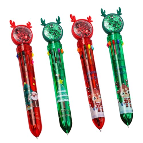 STOBOK Kugelschreiber-set mit Cartoon-motiven 10 Farbenfrohe Stifte mit Weihnachtsmotiven Schreibutensilien für Schüler Weihnachtliches Glattes Schreiben Pvc-material Schnell Trocknende Tinte von STOBOK