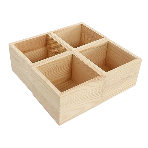 STOBOK 4 Stücke Boxen Kleine Holzkiste Ohne Deckel Schmuckaufbewahrungshalter Ringboxen Für Schmuckgeschenk Schmuck Organizer Klar Schmuck-organizer-fach Lagerbehälter Mini-dekor Hölzern von STOBOK