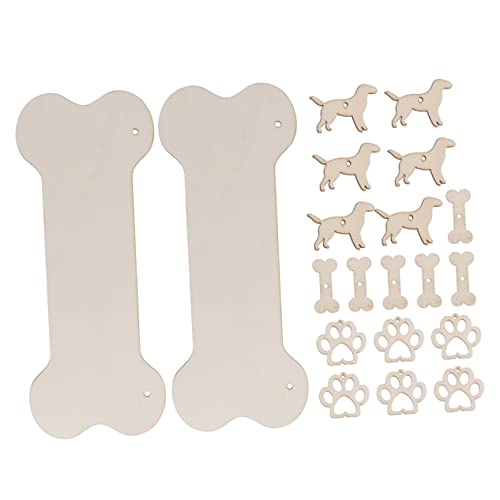 STOBOK 40 Stk Anhänger Aus Hundeknochen Blanko-hundeknochen-plakette Welpenknochen Anhänger in Form Eines Kleinen Hundes Dekorationen Für Die Haustür Ornament Handwerk Leerer Knochen Holz von STOBOK