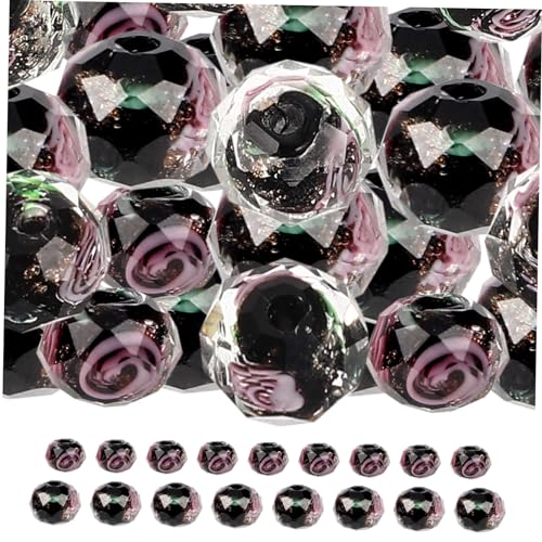 STOBOK 40St Blumenglasperlen Anhänger einzigartig Heimwerken Basteln Sie DIY-Perlen Schmuck gemuse gems jewel azurblaue steinperle selber machen azurblaue Steinperlen zum Basteln Black von STOBOK