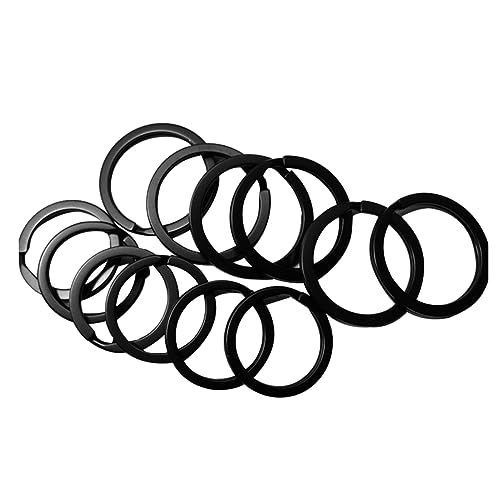 STOBOK 40St Ring zur Schlüsselbefestigung sicherheitsschloss flat loop schlüsselhaken schmuckherstellung keychain schlüsselringe flacher Schlüsselanhänger geteilter Schlüsselring Black von STOBOK