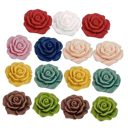 STOBOK 45St DIY handgemachtes beflocktes Rosenmaterial Merch Handyanhänger Stand Perle haarschmuck rose Rosendekoration basteln handytasche Haarnadel-Blumenanhänger Bastelbedarf Harz von STOBOK