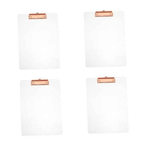 STOBOK 4pcs Transparenter Ordner Klemmbrett Mit Deckel Zwischenablage Klemmbretter Kleines Klemmbrett Papierhalterbrett Roségoldenes Klemmbrett Planke Pflegeklemmbrett Acryl Rose Gold von STOBOK