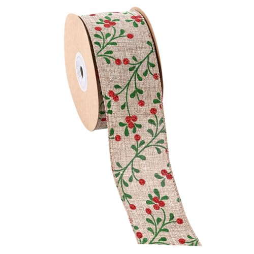 STOBOK 5 Meter Weihnachtsband Mit Buntem Blumenmuster Ideal Für Geschenkverpackungen DIY Bastelprojekte Und Kreative Dekorationen Zu Weihnachten Und Feiertagen von STOBOK