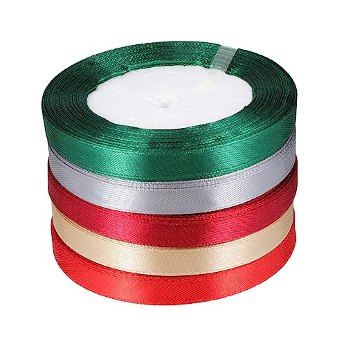 STOBOK 5 Rollen Verpackung Band Einfaches Band Weihnachtsband Mehrfarbig Verpackungszubehör Rotes Grünes Satin-weihnachtsband Weihnachtsgeschenkband Grüne Dekorationen Polyester von STOBOK