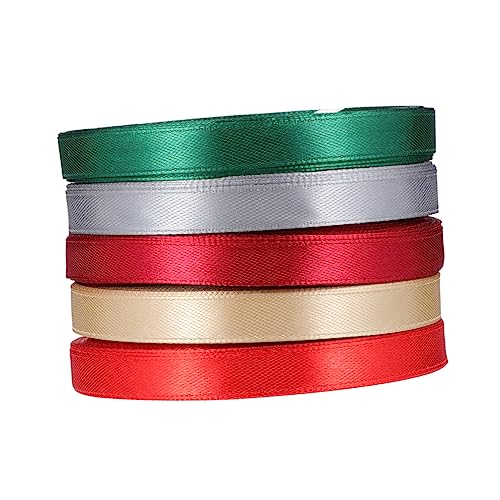 STOBOK 5 Rollen verpackung Band seidenband ribbon decoration Blumenband pailettenband rotes Geschenkband Rotes Dekor rotes Band weihnachtsverpackungsband einfaches Band Polyester von STOBOK