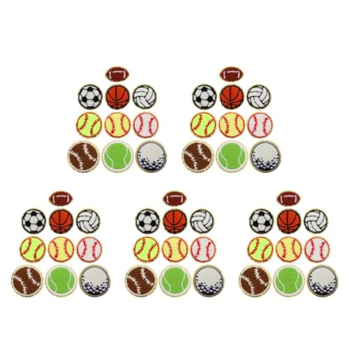 STOBOK 5 Sätze Fußball-stickpatch Fußball-aufnäher Für Stirnbänder Stickerei-basketball-patch Fußballaufnäher Für Mützen Aufnäher Für Fußballmützen Ball-patches Chenille 10 Stück * 5 von STOBOK