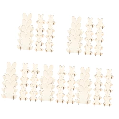 STOBOK 5 Sätze Kaninchenschmuck Selber Machen Hase Stall Behälter Halloween Ovale Holzfiguren Ostern Easter Decoration Basteln Ostergeschenk Holzausschnitte Pappel 14 Stück * 5 von STOBOK