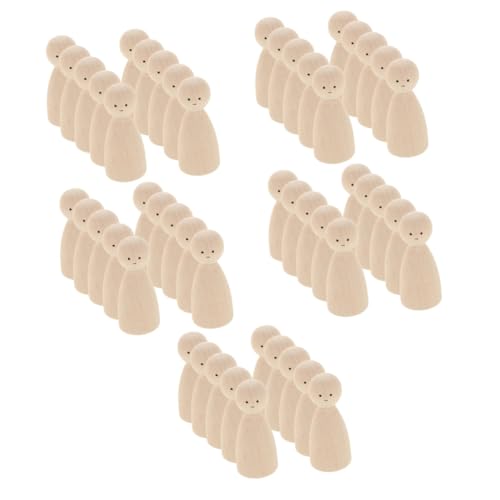 STOBOK 5 Sätze Marionettenpuppe Puppenhochstuhl Mädchenspielzeug Peg-puppe Puppen Für Mädchen Kleine Puppe Mädchen Mini-personenfiguren Mini- Beige Holz 10 Stück * 5 von STOBOK