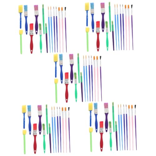 STOBOK 5 Sätze Ölgemälde Pinsel Set Türbürste Rad Airbrush Aquarellstifte Farbe Malen Palette Gel-nagellack Aufkleber Farbmischer Wasserstifte Zum Basteln Detail Plastik 15 Stück * 5 von STOBOK