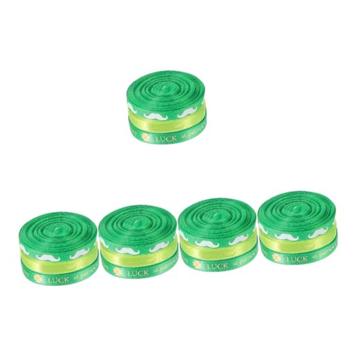 STOBOK 5 Sätze Verpackungsband Ribbon Bandfeile Schienbeinschoner Tape Party Decoration St. Patricks Day Kleid St. Patricks Day Stirnband Diy Basteldeko Wickelband Polyester 3 Rollen * 5 von STOBOK