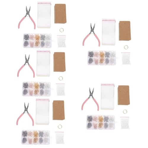 STOBOK 5 Schachteln Ohrring Bastelset Halsketten Bastelset Mit Schleife Ohrringe DIY Ohrringe Creolen Bastelsets Perlen Zur Schmuckherstellung Draht Zur Schmuckherstellung Tonperlen Set von STOBOK