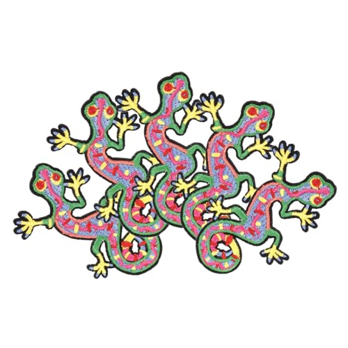 STOBOK 5 Stück Gecko-stickaufnäher Hose Cartoon-kleidungsapplikation Logo Bausatz Flicken Für Kleidung Flicken Für Jacken Abzeichen Annähen Patch Flecken Kostümapplikationsdekor Stoff von STOBOK