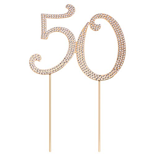 STOBOK 50 Kuchen Topper 50Th Geburtstag Cupcake Topper Glänzenden Strass Kuchen Topper für Frauen 50 Geburtstag Party Dekoration von STOBOK